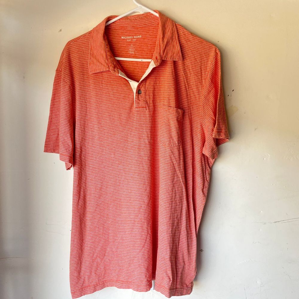 Micheal kors orange polo short sleeve stripe xl